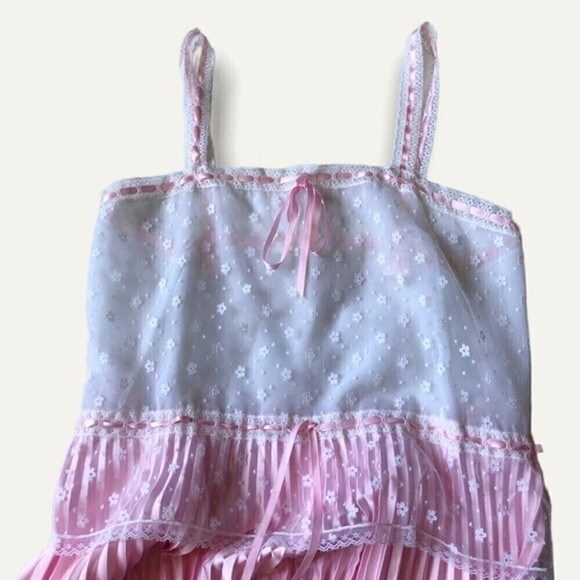 Vintage 70s Pink Satin Lace Peignoir Set Slip Dress & Robe Romantic Edwardian - Picture 15 of 16